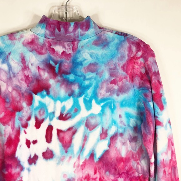 Unicorn Farm Kim Rogers Medium MP‎ Top Turtleneck Tie Dye Handmade Pink Blue 451 - Picture 5 of 10